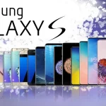 Évolution des modèles Samsung Galaxy S de 2010 à 2025, montrant les différentes générations de smartphones.