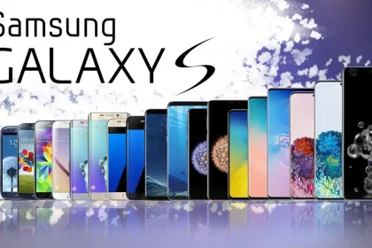 Évolution des modèles Samsung Galaxy S de 2010 à 2025, montrant les différentes générations de smartphones.