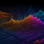 Visualisation 3D d’algorithmes générés par IA, illustrant les performances d’AlphaEvolve dans la modélisation de données.