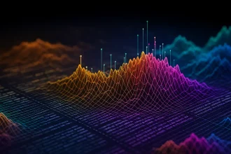 Visualisation 3D d’algorithmes générés par IA, illustrant les performances d’AlphaEvolve dans la modélisation de données.