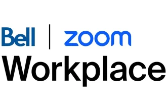 Logos de Bell et Zoom illustrant leur nouvelle plateforme collaborative Workplace destinée aux entreprises au Canada.