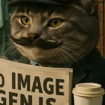 Chat anthropomorphe tenant un journal affichant la capacité GPT-4o intégrée à Microsoft Copilot pour générer des images réalistes.