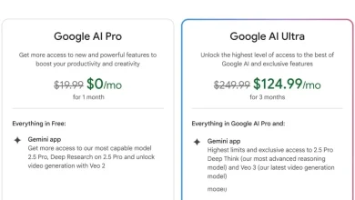 Comparatif des offres Google AI Pro et Google AI Ultra, avec tarifs mensuels et fonctionnalités clés