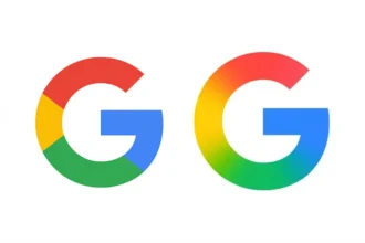 Ancien et nouveau logo de Google affichés côte à côte, illustrant le passage à un dégradé fluide
