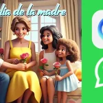 Famille souriante offrant des roses à leur mère pour la fête des Mères via Meta AI sur WhatsApp
