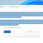 Interface de Notepad affichant une rédaction assistée par l’IA de Microsoft Copilot