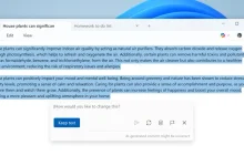 Interface de Notepad affichant une rédaction assistée par l’IA de Microsoft Copilot