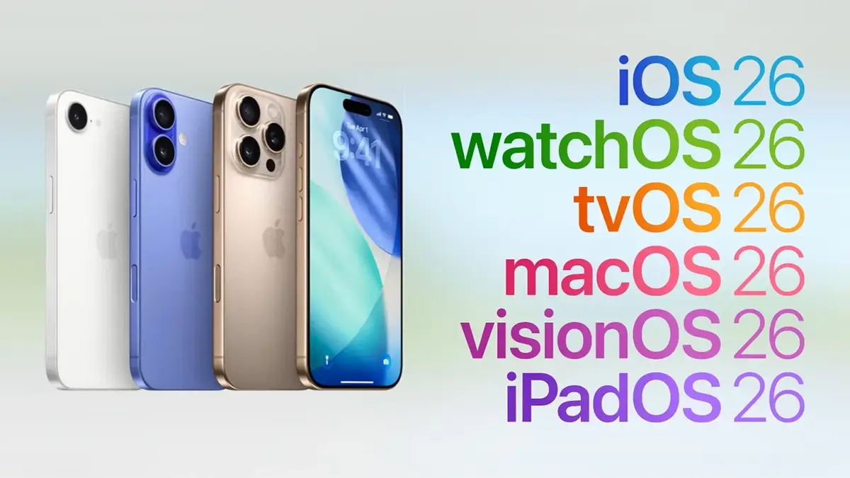 Alignement des systèmes Apple sous iOS 26, avec plusieurs modèles d’iPhone affichés à gauche de la liste des OS.
