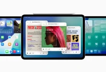 Trois iPads montrant les nouvelles fonctions multitâches et interface d’iPadOS 26