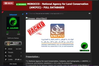 Annonce du piratage présumé de l’ANCFCC par le groupe Jabaroot DZ sur un forum cybercriminel