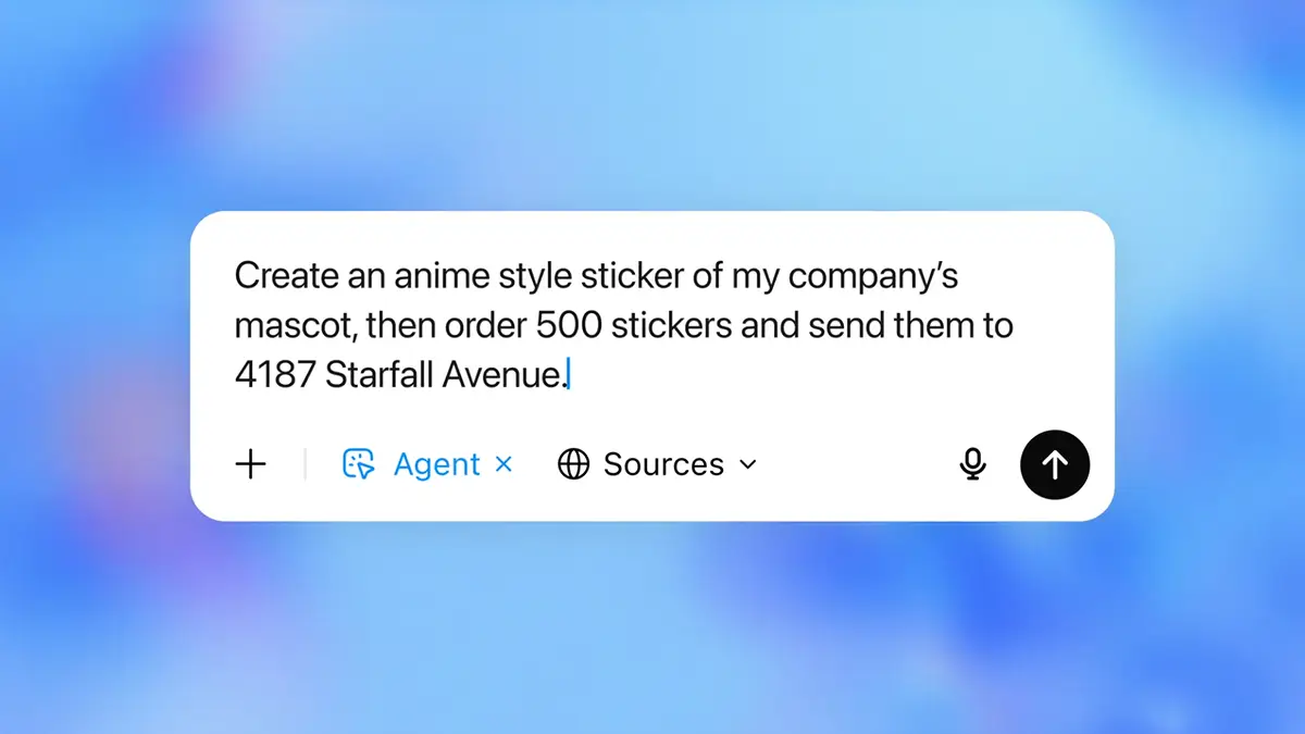 Agent ChatGPT exécutant une commande de stickers personnalisés