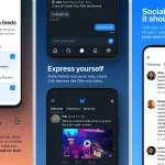 Interface Bluesky présentant le choix des feeds personnalisés, la messagerie et un fil principal modulable pour la découverte.