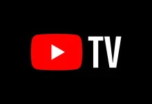 Logo YouTube TV sur fond noir