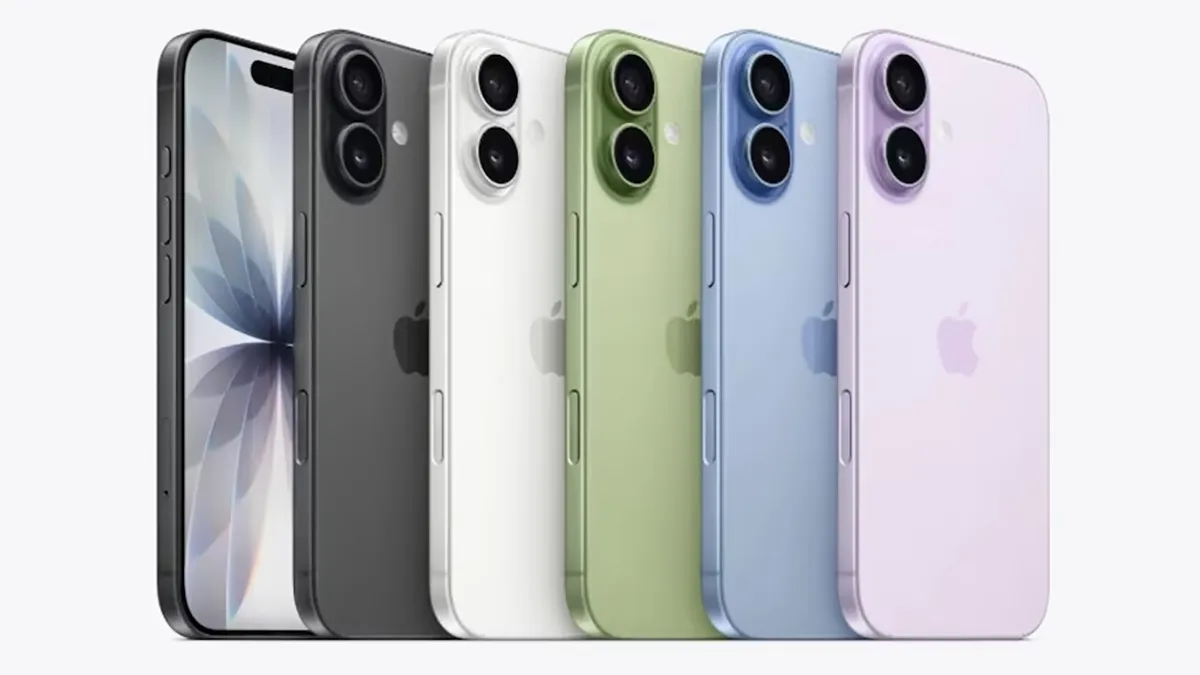 Rangée d’iPhone 17 en plusieurs couleurs, design ultrafin mis en avant