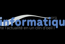 Logo horizontal Linformatique.org sur fond noir avec slogan