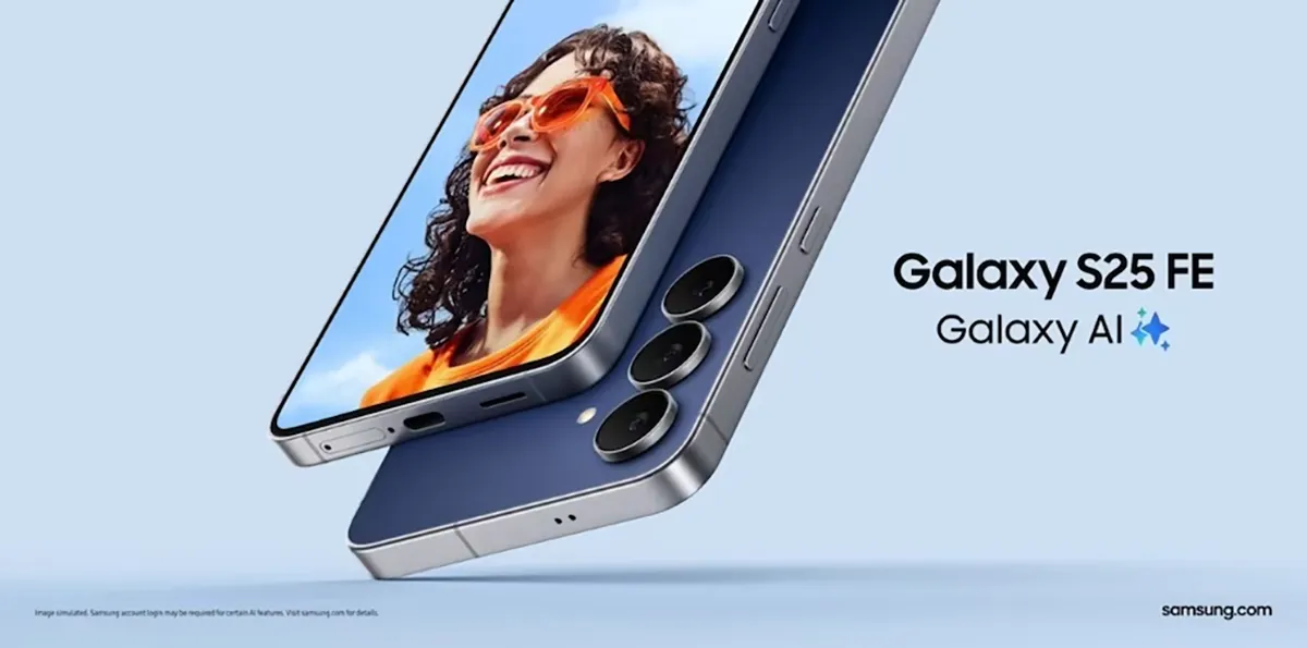 Visuel promotionnel du Samsung Galaxy S25 FE mentionnant Galaxy AI
