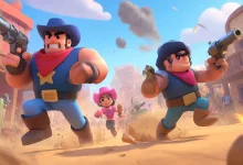 Brawl Stars ranked 2025, deux brawlers foncent et tirent dans un décor western, scène d’action liée au mode classé