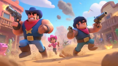 Brawl Stars ranked 2025, deux brawlers foncent et tirent dans un décor western, scène d’action liée au mode classé