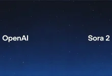 Logo d’OpenAI et mention Sora 2 sur fond nocturne étoilé
