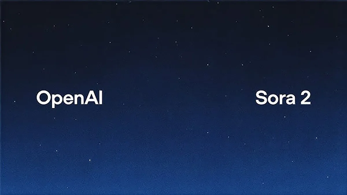 Logo d’OpenAI et mention Sora 2 sur fond nocturne étoilé