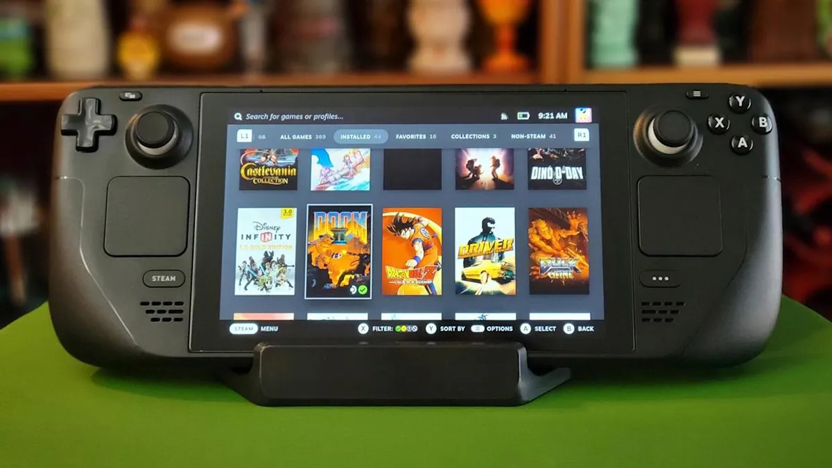 Steam Deck affichant la bibliothèque de jeux, interface Steam rétablie après panne