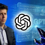 Logo OpenAI et mention GPT-5.2, fond d’équations, main robotique et portrait en costume sur la gauche.