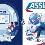 Comparaison visuelle entre un cours collectif Berlitz et l'auto-apprentissage Assimil à la maison