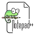 Logo du logiciel Notepad++ représentant un caméléon vert sur un crayon